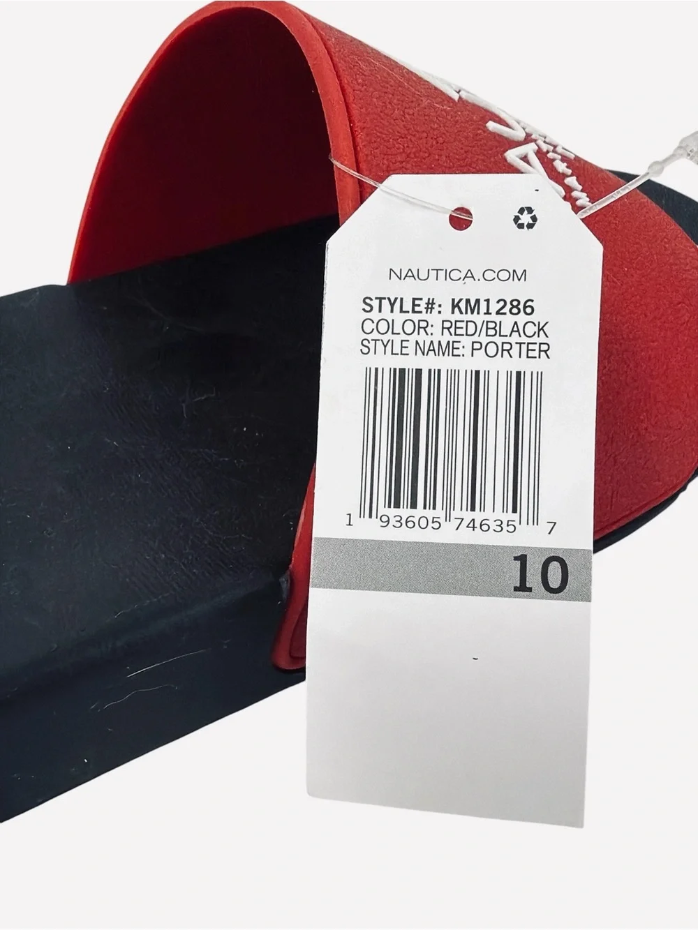 Nautica Men's Athletic Slide Comfort Sandal Shower Slippers Red/Black Size 10
